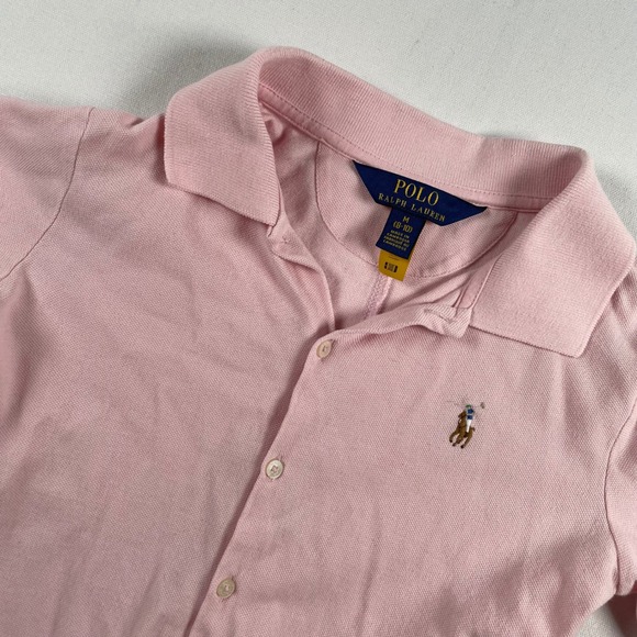 Polo Ralph Lauren Girls Pink Long Sleeve Dress Button Down Size M (8-10) No Belt - Picture 1 of 6